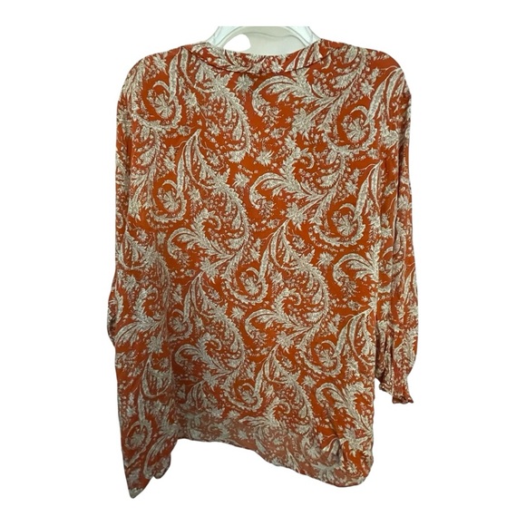 Jones New York Orange Long Sleeve Relaxed Blouse - Picture 2 of 3